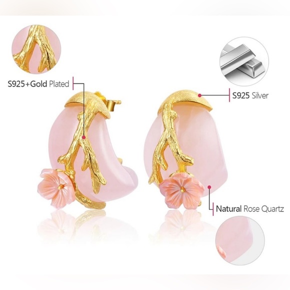 Artisan Handmade 925 Silver Natural Aventurine Quartz Earrings - Picture 14 of 14